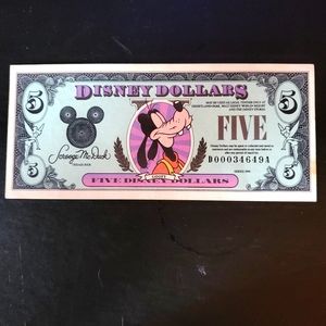 Disney Dollar 1990 $5 Goofy